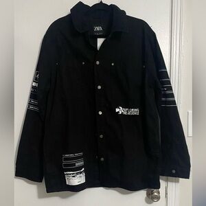 Zara Black Graphic Jacket